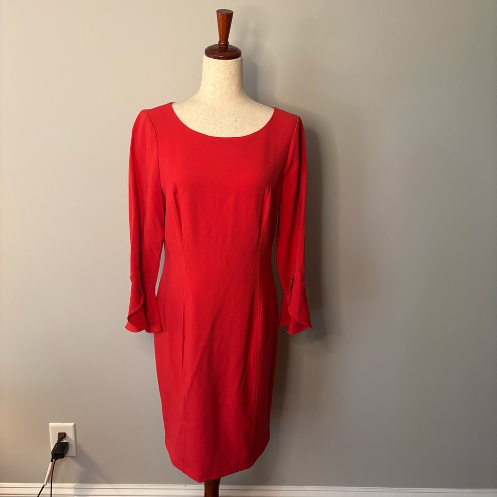 (NWT $160) WHBM Red Bell Sleeve Dress size 10